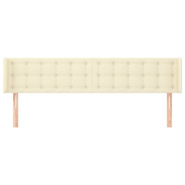 Cabeceira de cama c/ abas couro artificial 163x16x78/88cm creme M 3