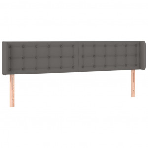 Cabecero de cuero sintético gris 203x16x78/88 cm H