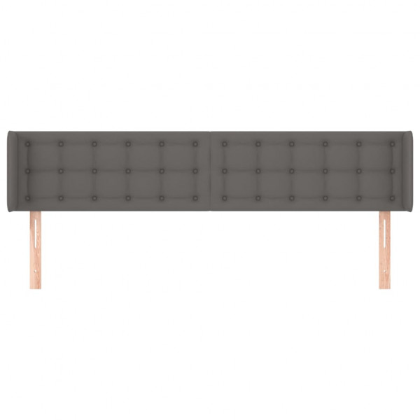 Cabeceira de cama c/ abas couro artificial 203x16x78/88cm cinza M 3