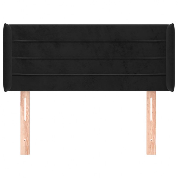 Cabeceira de cama c/ abas veludo 93x16x78/88 cm preto M 3