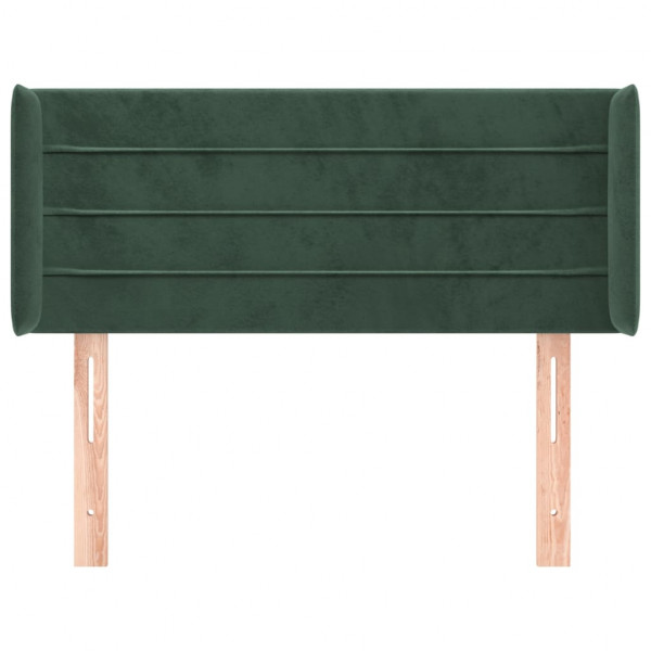 Cabeceira de cama c/ abas veludo 103x16x78/88cm verde-escuro M 3
