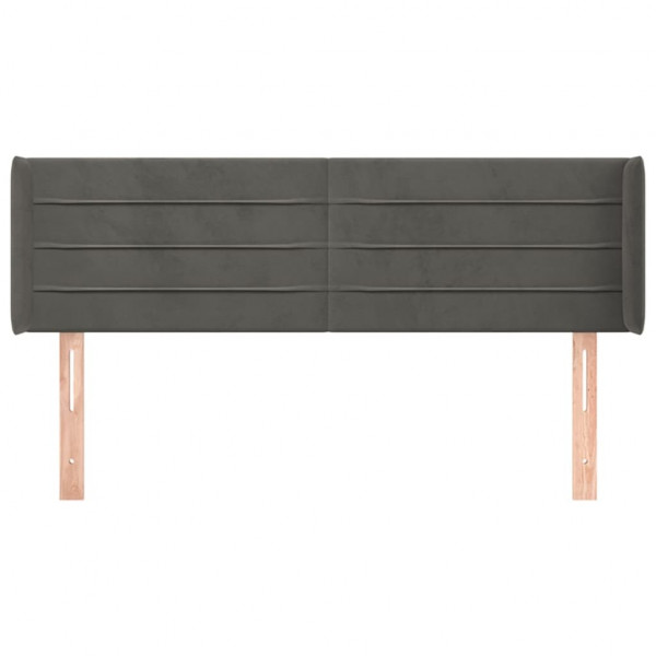 Cabeceira de cama c/ abas veludo 147x16x78/88cm cinzento-escuro M 3