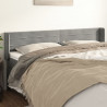 Cabeceira de cama c/ abas veludo 147x16x78/88 cm cinzento-claro 1