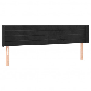 Cabeceira de cama c/ abas veludo 203x16x78/88 cm preto H