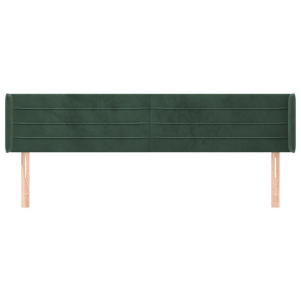 Cabeceira de cama c/ abas veludo 203x16x78/88cm verde-escuro M 3