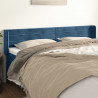 Cabeceira de cama c/ abas veludo 203x16x78/88cm azul-escuro 1