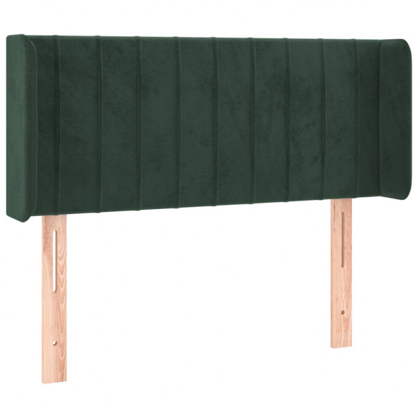 Cabeceira de cama c/ abas veludo 93x16x78/88 cm verde-escuro M 2