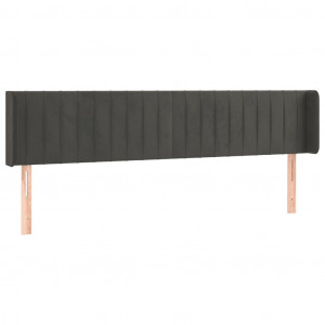 Cabeceira de cama c/ abas veludo 203x16x78/88cm cinzento-escuro H