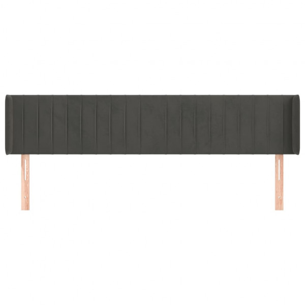 Cabeceira de cama c/ abas veludo 203x16x78/88cm cinzento-escuro M 3