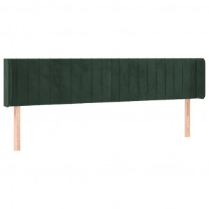 Cabeceira de cama c/ abas veludo 203x16x78/88cm verde-escuro H