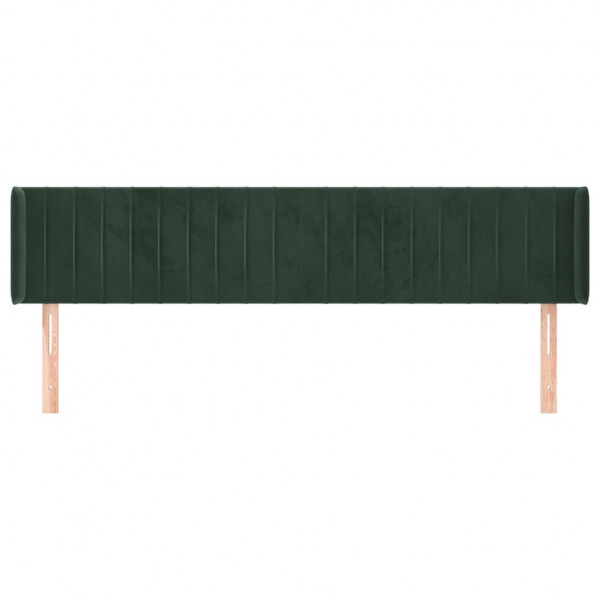 Cabeceira de cama c/ abas veludo 203x16x78/88cm verde-escuro M 3