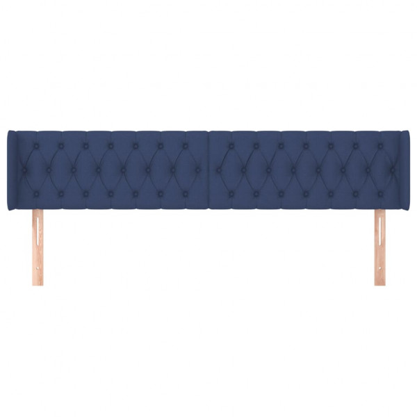 Cabeceira de cama c/ abas tecido 203x16x78/88 cm azul M 3