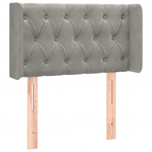 Cabeceira de cama c/ abas veludo 83x16x78/88 cm cinzento-claro H
