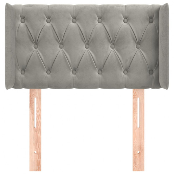 Cabeceira de cama c/ abas veludo 83x16x78/88 cm cinzento-claro M 3
