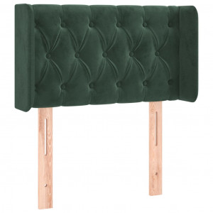 Cabeceira de cama c/ abas veludo 83x16x78/88 cm verde-escuro H