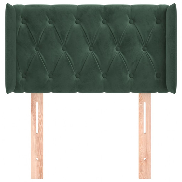 Cabeceira de cama c/ abas veludo 83x16x78/88 cm verde-escuro M 3