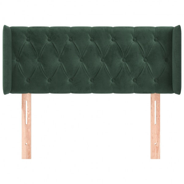 Cabeceira de cama c/ abas veludo 93x16x78/88 cm verde-escuro M 3