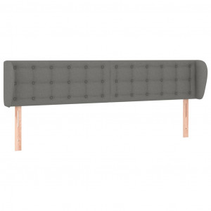 Cabeceira de cama c/ abas tecido 163x16x78/88cm cinzento-escuro H