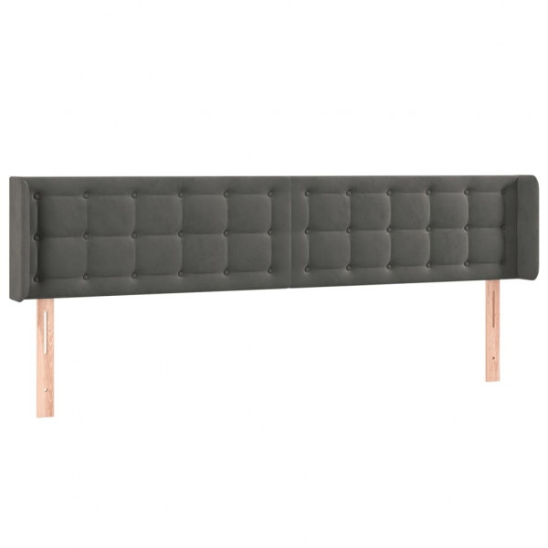 Cabeceira de cama c/ abas veludo 163x16x78/88cm cinzento-escuro M 2