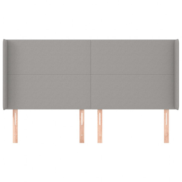 Cabecero con orejas de tela gris claro 203x16x118/128 cm M 3