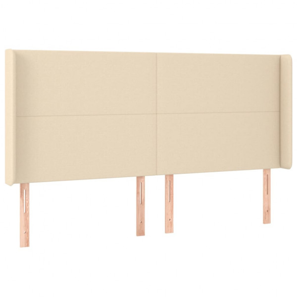 Cabeceira de cama c/ abas tecido 203x16x118/128 cm creme M 2