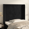 Cabeceira de cama c/ abas veludo 83x16x118/128 cm preto 1