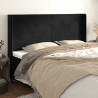 Cabeceira de cama c/ abas veludo 203x16x118/128 cm preto 1