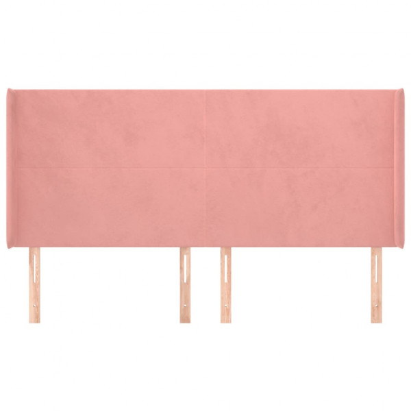 Cabeceira cama c/ abas veludo 203x16x118/128 cm rosa M 3