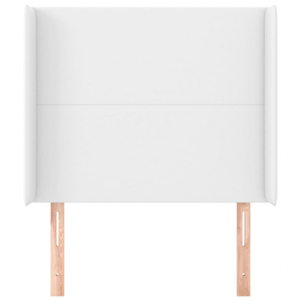 Cabeceira cama c/ abas couro artificial 103x16x118/128cm branco M 3