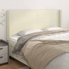 Cabeceira cama c/ abas couro artif. 183x16x118/128 cm creme 1