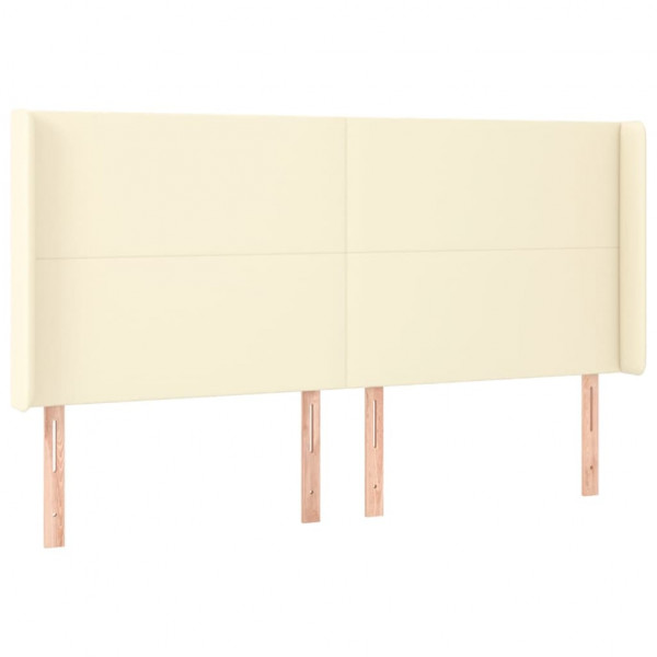Cabeceira cama c/ abas couro artif. 183x16x118/128 cm creme M 2