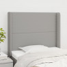 Cabeceira de cama c/ abas tecido 93x16x118/128cm cinzento-claro 1