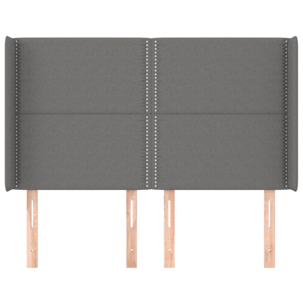 Cabecero con orejas de tela gris oscuro 147x16x118/128 cm M 3