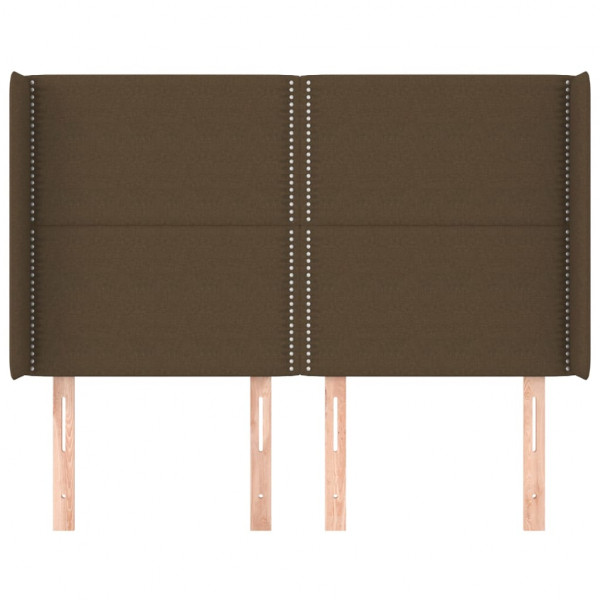 Cabeceira cama c/ abas tecido 147x16x118/128 cm castanho-escuro M 3