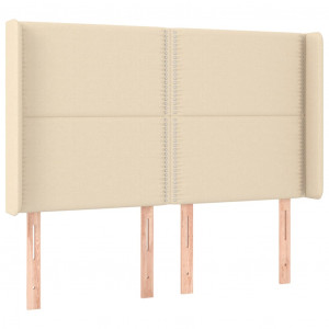 Cabecero con orejas de tela color crema 147x16x118/128 cm H