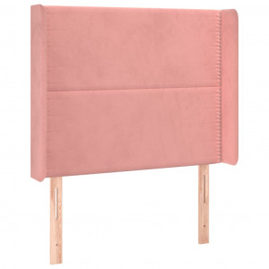 Cabeceira de cama c/ abas veludo 83x16x118/128 cm rosa H