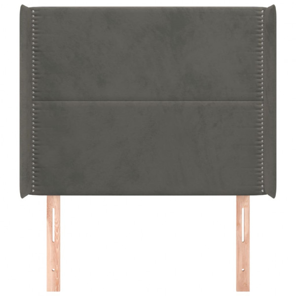 Cabecero con orejas de terciopelo gris oscuro 93x16x118/128 cm M 3