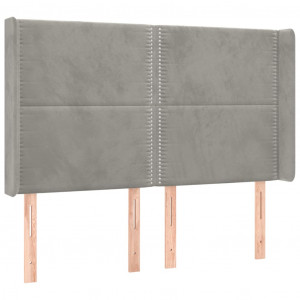 Cabeceira cama c/ abas veludo 147x16x118/128 cm cinzento-claro H