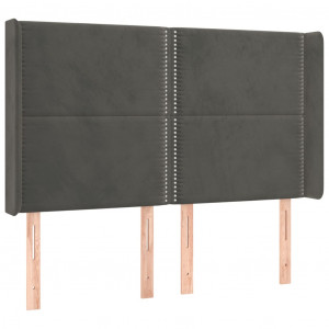 Cabeceira cama c/ abas veludo 147x16x118/128 cm cinzento-escuro H