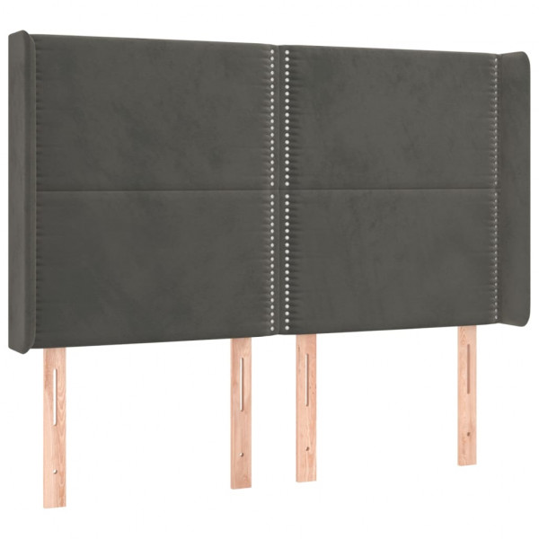 Cabeceira cama c/ abas veludo 147x16x118/128 cm cinzento-escuro M 2