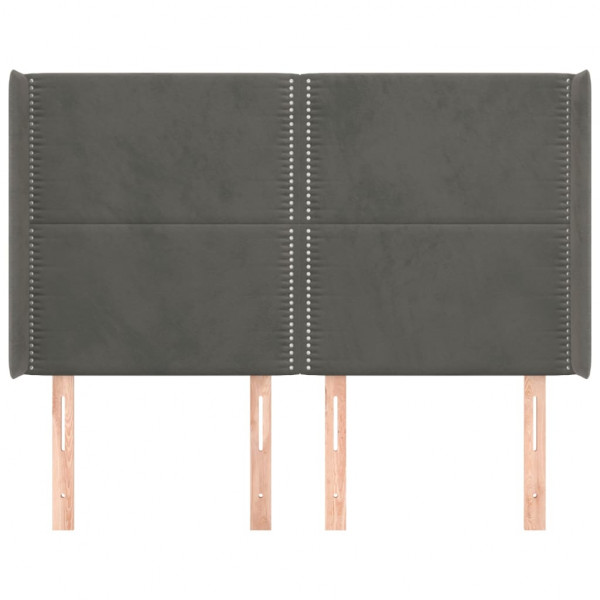 Cabeceira cama c/ abas veludo 147x16x118/128 cm cinzento-escuro M 3