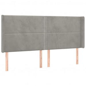 Cabecero con orejas de terciopelo gris claro 203x16x118/128 cm H