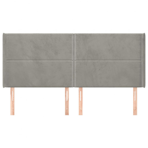 Cabecero con orejas de terciopelo gris claro 203x16x118/128 cm M 3