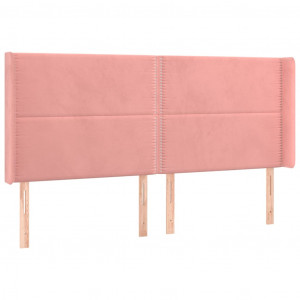 Cabecero con orejas de terciopelo rosa 203x16x118/128 cm H