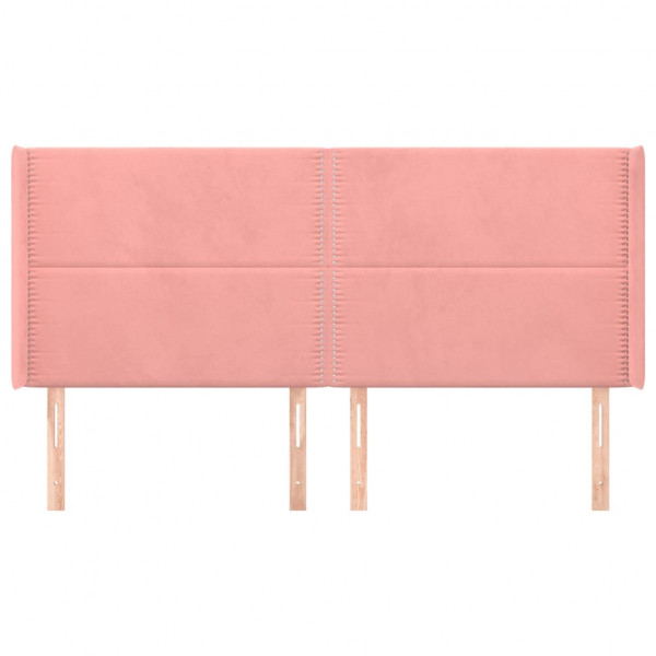 Cabeceira cama c/ abas veludo 203x16x118/128 cm rosa M 3