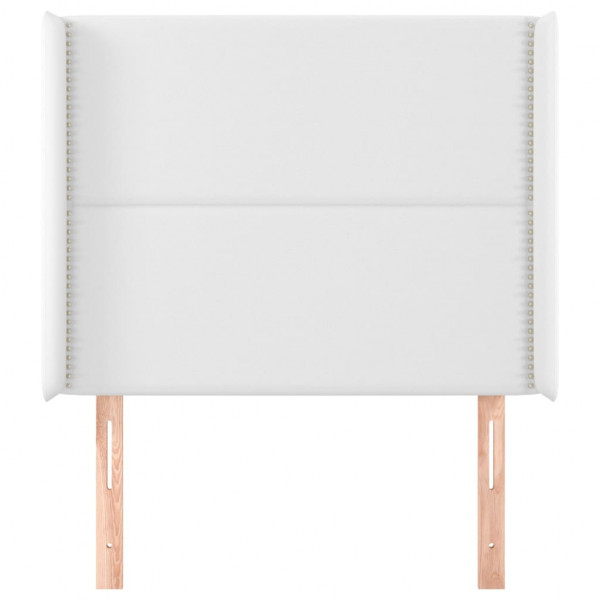 Cabeceira cama c/ abas couro artificial 103x16x118/128cm branco M 3