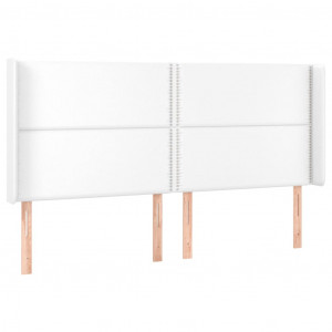 Cabeceira cama c/ abas couro artificial 183x16x118/128cm branco H