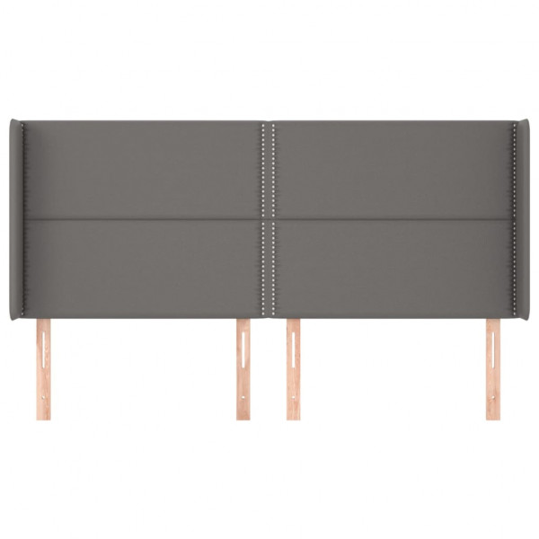 Cabeceira cama c/ abas couro artif. 183x16x118/128 cm cinzento M 3