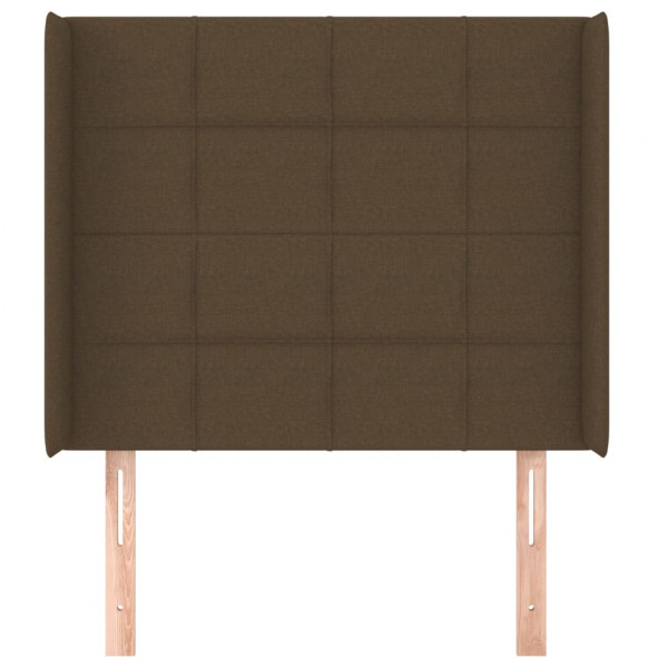 Cabecero con orejas de tela marrón oscuro 93x16x118/128 cm M 3