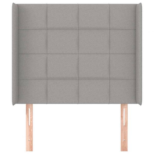 Cabecero con orejas de tela gris claro 103x16x118/128 cm M 3